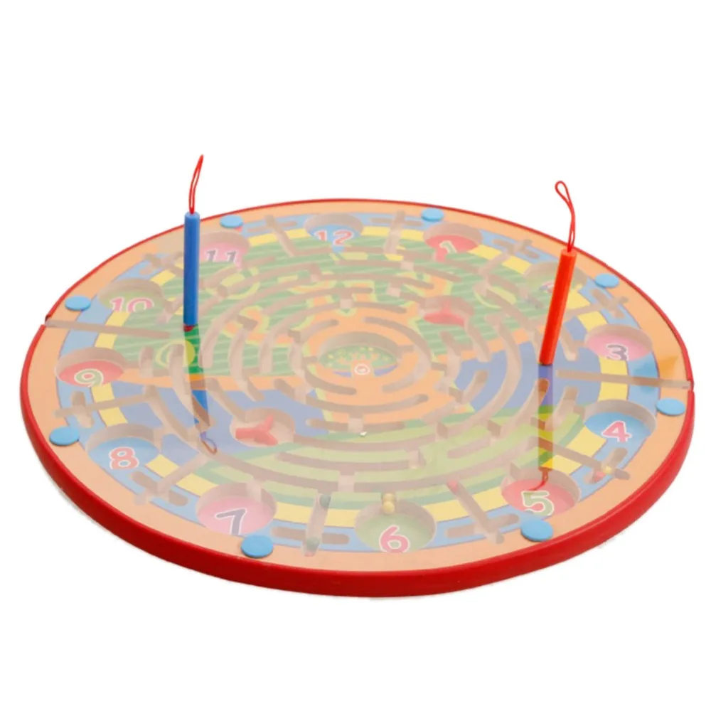 

Magnetic Maze Round Clock Game Kids Wooden Educational Board Chess Toys Children Learning Toy Magic Pen Funny Intelligence Games