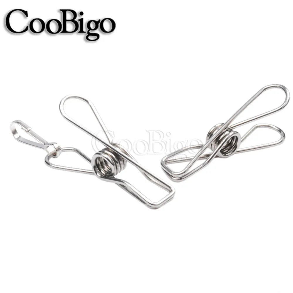 50pcs Stainless Steel Clothespins Clothes Clips Pins Hanging Hooks