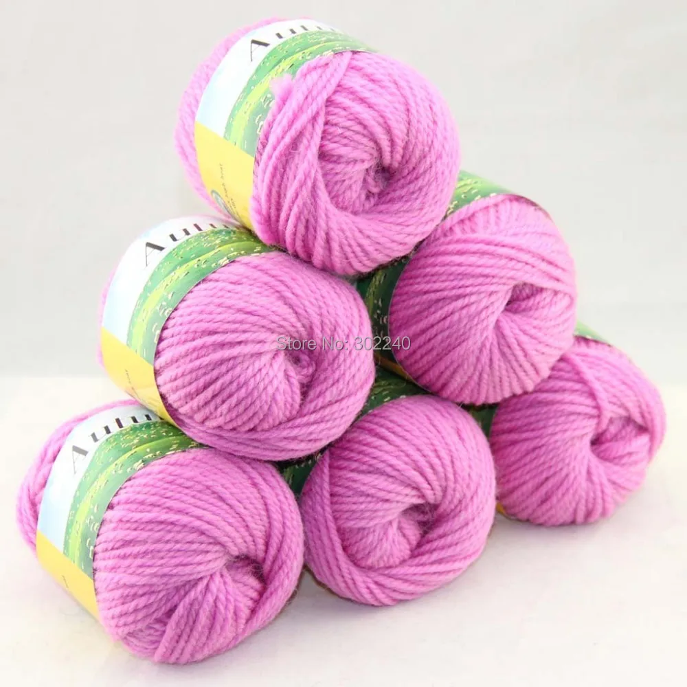 LOT of 6 BallsX50g Chunky Hand woven Coarse Knitting Yarn Iris pink 204