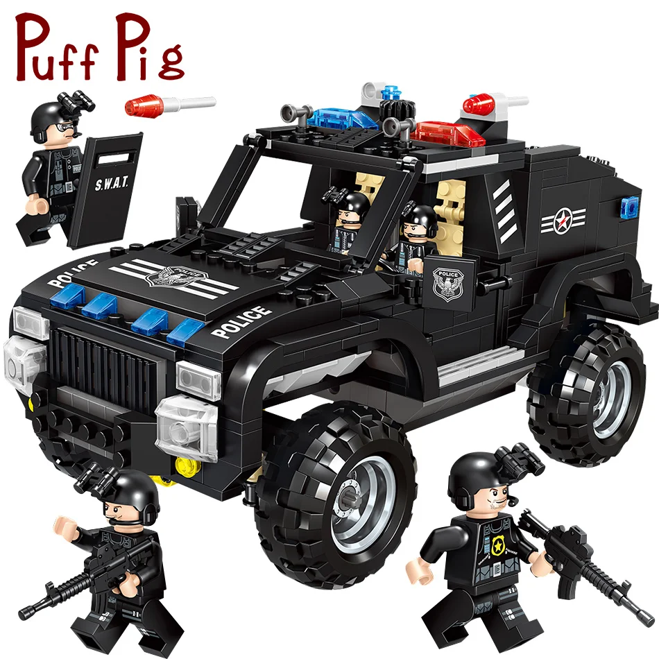 

PuffPig 630PCS City Police Mobile legorreta Swat Car Truck Building Toys For Kids Building Blocks Toy Bricks Oyuncak Juguetes
