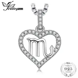 JewelryPalace зодиакальное Созвездие Скорпион сердце любовь 0.2ct кубического циркония кулон Цепочки и ожерелья стерлингового серебра 925 45 см цепи