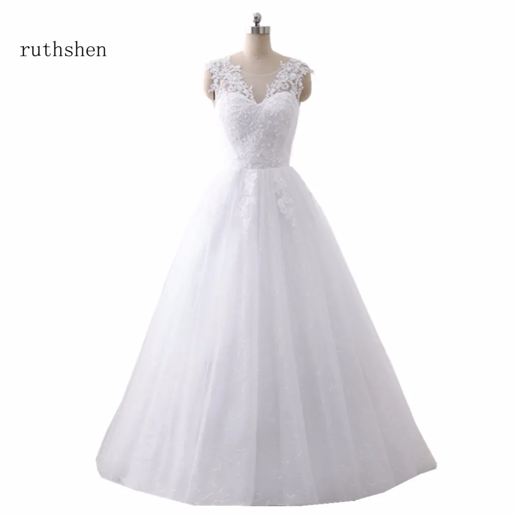 

ruthshen Ball Gown Wedding Dresses 2018 Lace Up Back Robes De Mariee Cheap Real Photo Bride Dresses Made In China