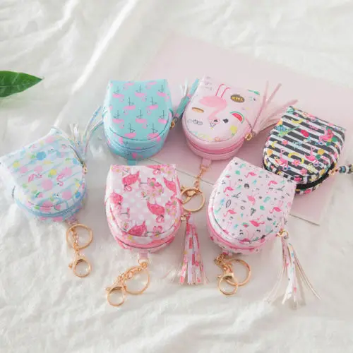 

Cute Women Mini Coin Flamingo Wallet Bags Pouch Ladies Cash Card Backpack Purse Bag Keys Pouch Gift Travel Organizer Container