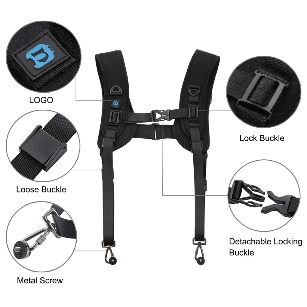 GuiPing Quick Release Double Shoulder Harness Soft Pad Decompression Foam Strap Belt for DSLR Digital Cameras Durable Color : Color1