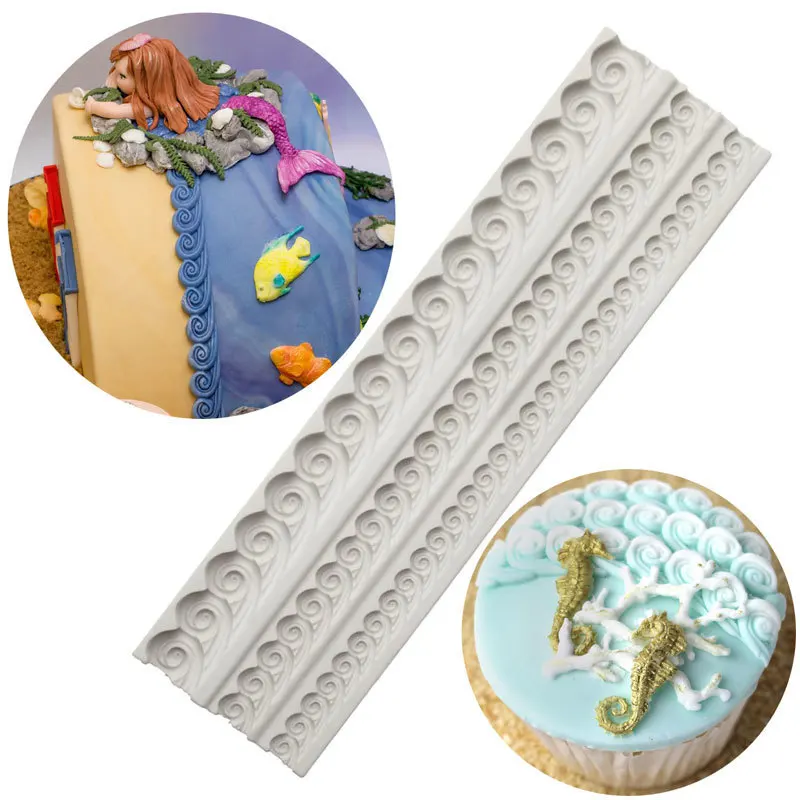 

Luyuou 1pcs DIY Wave Shape Silicone Mold Cake Border Fondant Molds Cake Decorating Tools Cake Baking Chocolate Mould FM1589