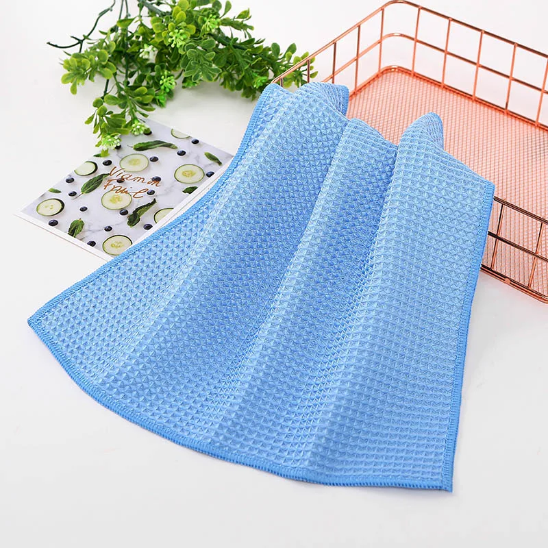 SINSNAN 30X30 см микрофибра вафельная ткань кухонное полотенце тряпка для дома супер абсорбент Ткань для мытья посуды автомобиля стекло Foor чистящая ткань - Цвет: blue