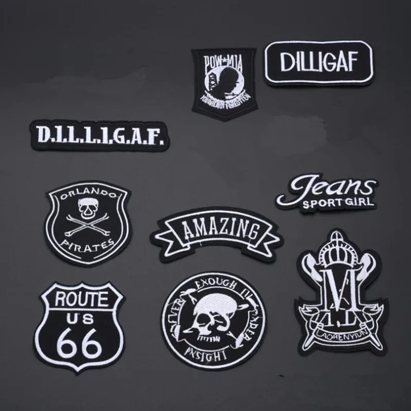 

DOUBLEHEE D001 Skull Embroidery Patches Iron On Or Sew Fabric Tiger Sticker For Clothes Embroidered Appliques DIY Accessories