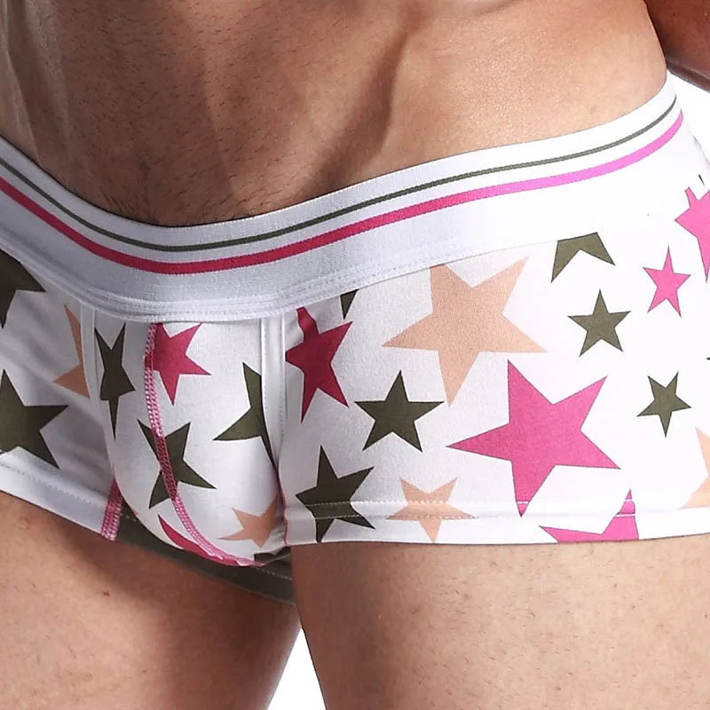 Продажа Seobean Мужская Хлопок Боксеры Красочные Звезда Печати Мужской Underwear Моды