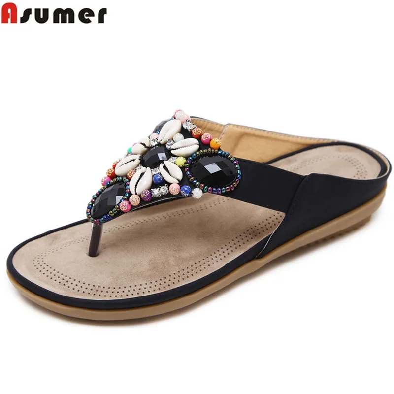 ASUMER 2018 summer ladies shoes black red fashion casual