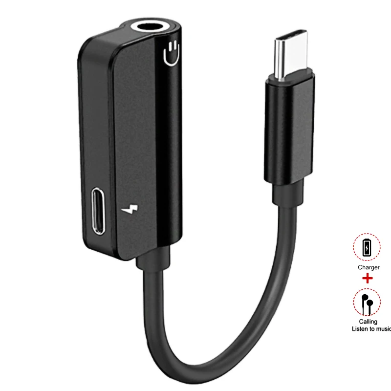 

Type-C to Type C 3.5mm Aux Jack Charging Audio Adapter 2 In 1 Splitter Adapter for Huawei P30 Samsung S10 Xiaomi USB C Adaptador