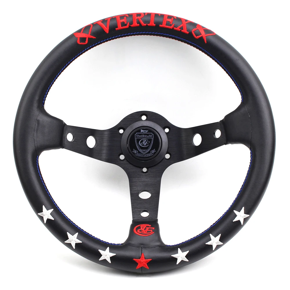 

13inch Deep Dish Racing Car Drift Rally Tuning Sport vertex 7starts Steering Wheel