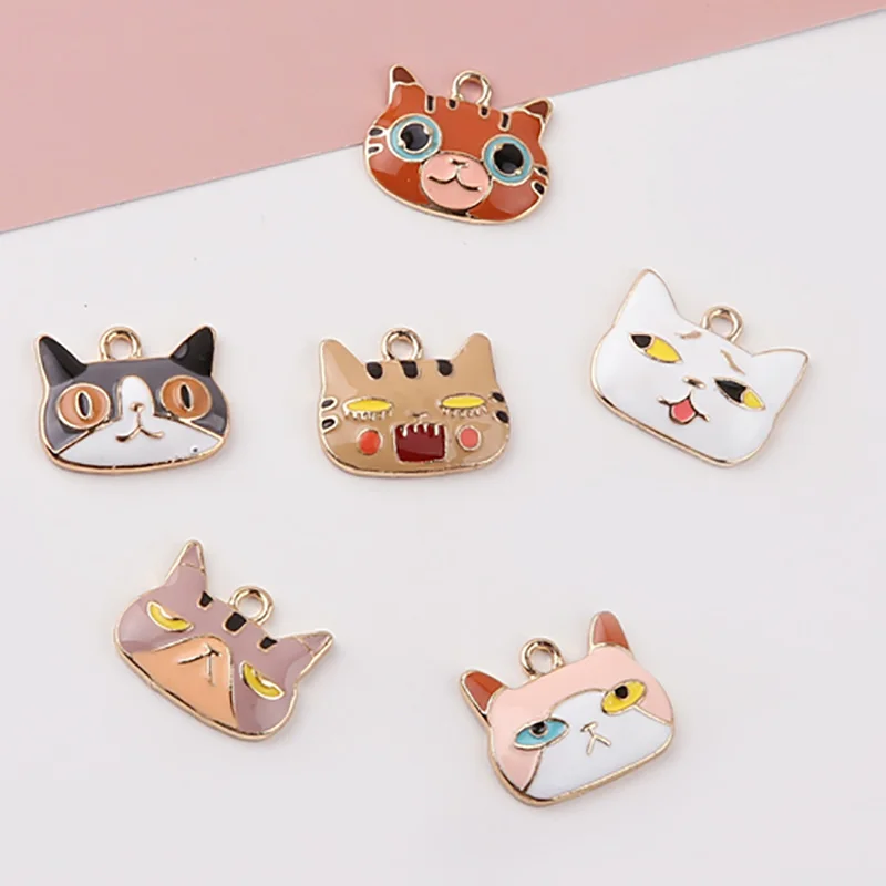 

japanese cartoon alloy drop oil cute cat earrings for women girls sweet pendant material diy handmade ear jewelry accessories