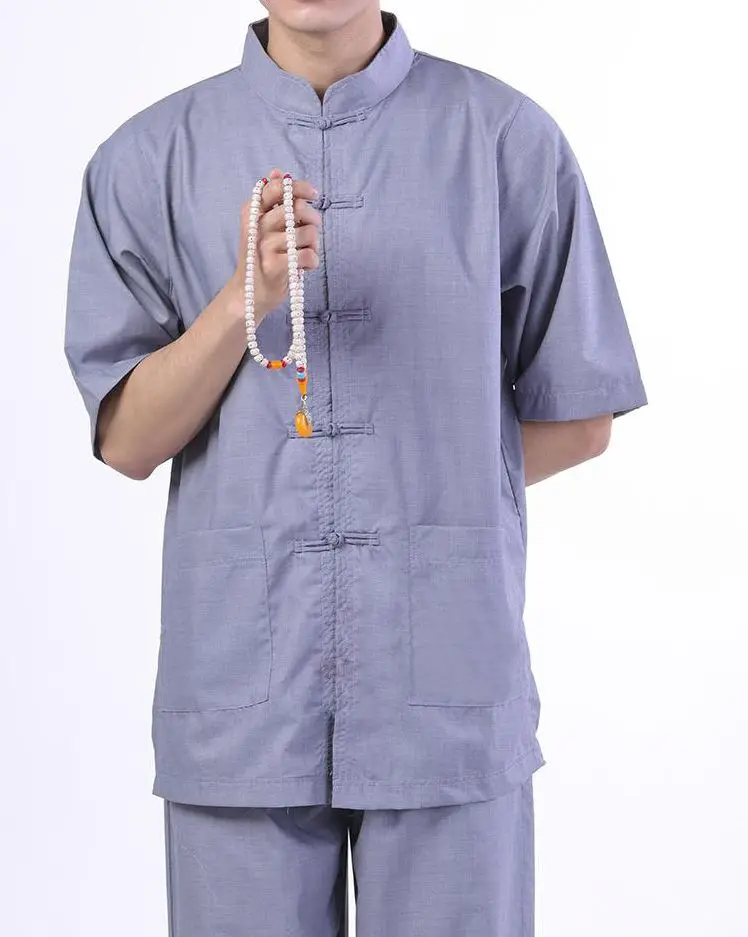 Unisex 2color dark gray/coffee Summer lay Meditation short sleeve