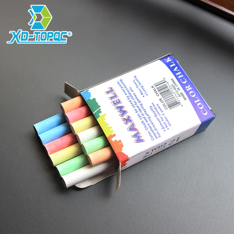 Colors chalk 6 colors 12 Pcs great for writing and drawing on blackboards 