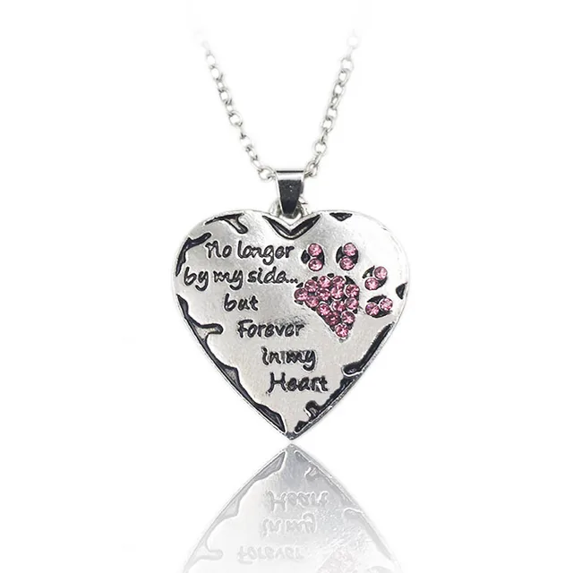 No Longer By My Side Loss Of Dog Cat Pet Memory Necklace In Pink Black Paw Charm No Longer By My Side Loss Of Dog Cat Pet Memory Necklace In Pink Black Paw Charm