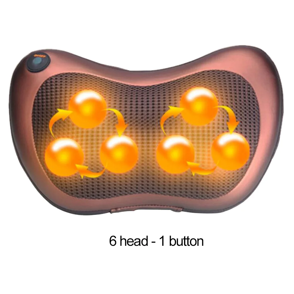 Электрическая массажная подушка 8D с инфракрасным подогревом для головы, массажер для шеи, для дома, автомобиля, многофункциональный массажный аппарат шиацу, релаксация организма - Цвет: 6 head