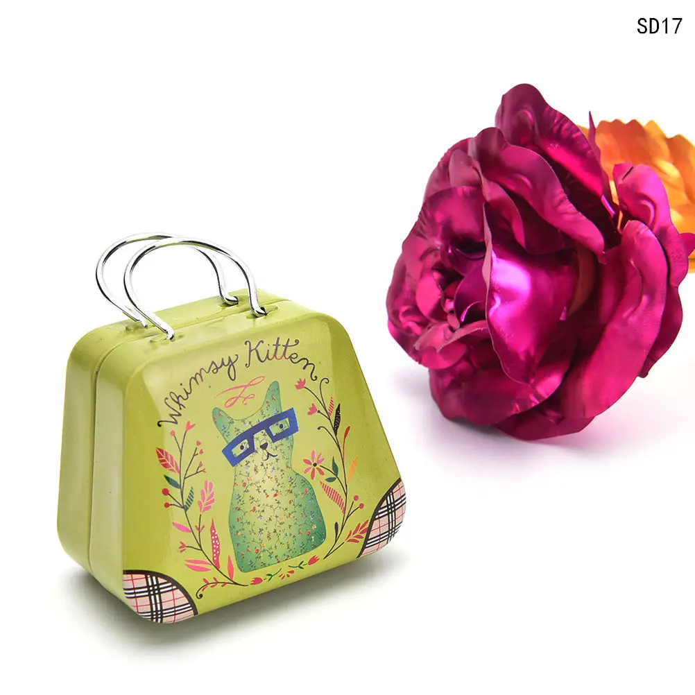 Мини жестяная коробка ретро чемодан Сумочка маленькая прямоугольная коробка конфет небольшой жестяной контейнер 54*33*45 мм - Цвет: 17
