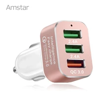 Amstar Быстрая зарядка 3,0 Автомобильное зарядное устройство 42 Вт Быстрое USB зарядное устройство QC3.0 автомобильное зарядное устройство адаптер для samsung s10+ S9 S8 iPhone 11 X XS Max XR