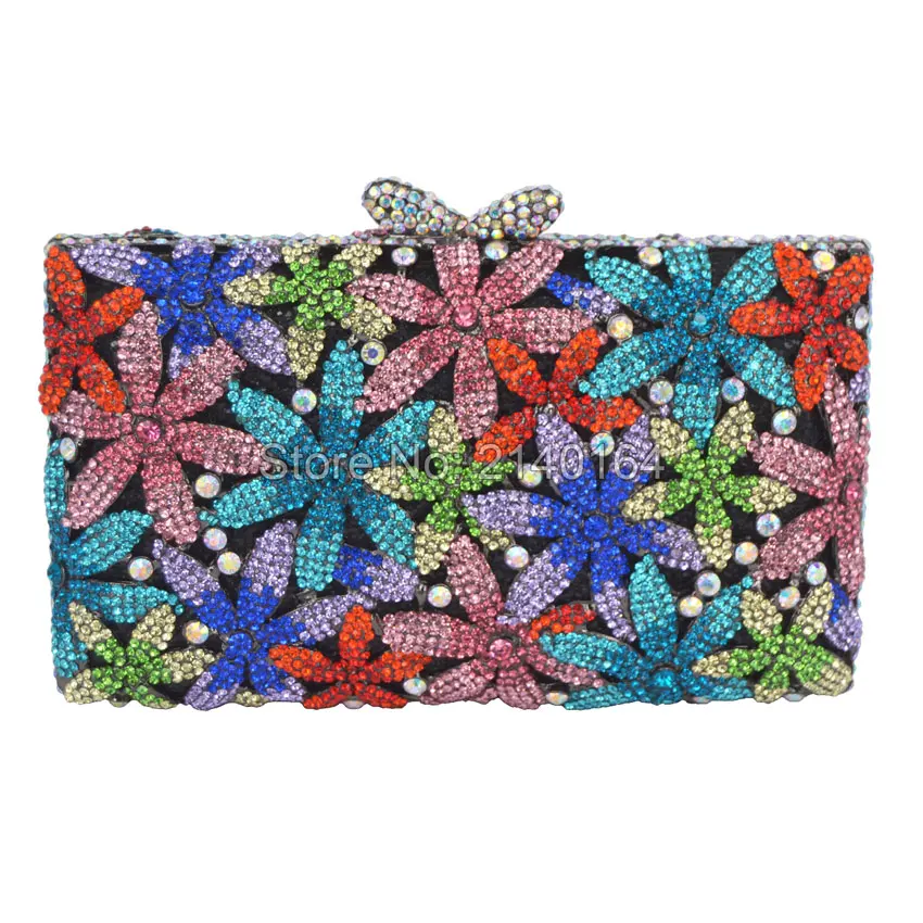 Newest Stylish Women Evening Bag Multi Crystal Evening Bag Silver