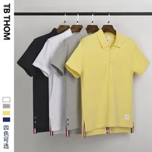 Новое поступление мужские рубашки поло с короткими рукавами и плетеная лента на спине хлопок летняя мужская рубашка Поло белый серый