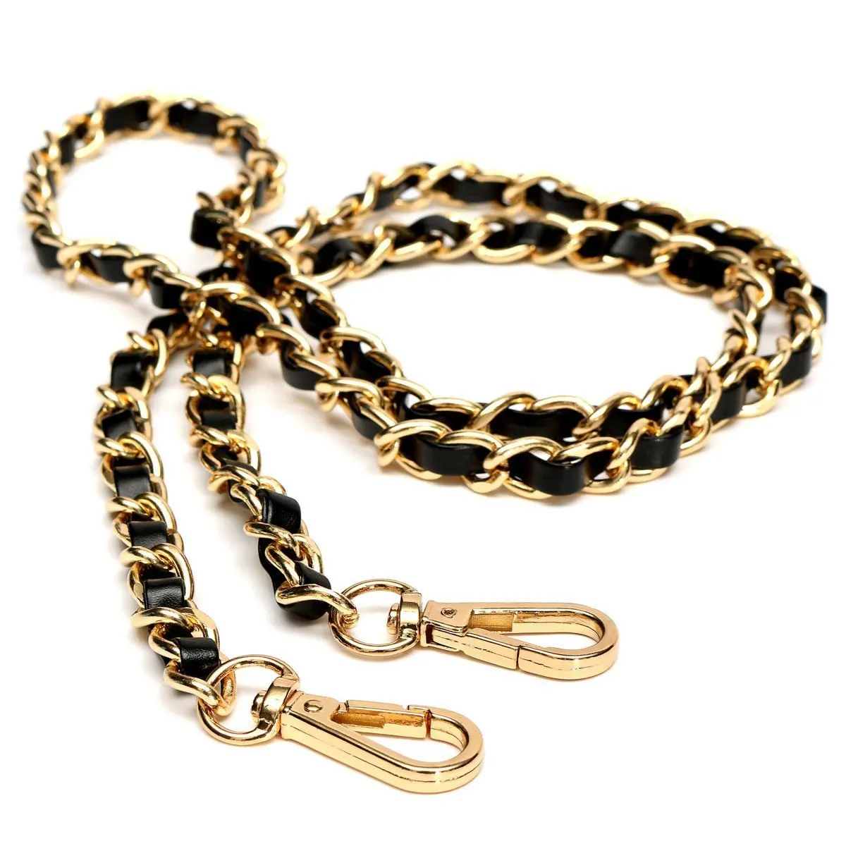 Модный бутик Женский кошелек с цепочкой сумка через плечо черная кожа и Золотой