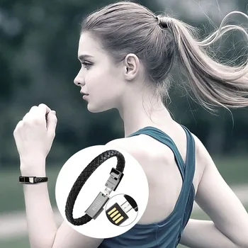 

5 Pcs Leather Portable Usb Sports Bracelet Convenient Charger Cable Adapter for Apple Phone 6/7/8/X/Xs/Max Date Line Charger