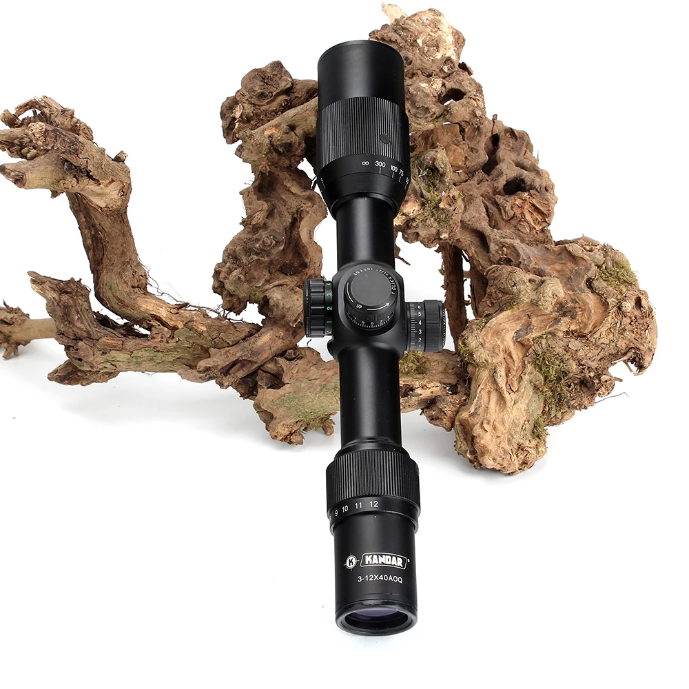 KANDAR 3-12X40 AOQ First Focal Plane Hunting Riflescopes Red Green Illuminated P4 Glass Etched Reticle Turrets Lock Scope (9)