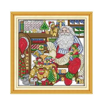 

Joy Sunday,Santa Claus, 11CT 14CT Printed Embroidery Cross Stitch Kit Figures, Santa's Studio Manual Embroidery