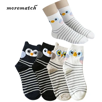 

Morematch 1 Pair Women Stripe Sock Cartoon Stereo Mouth Owl Penguin Cotton Socks Leisure Animal Socks 4 Colors Optional