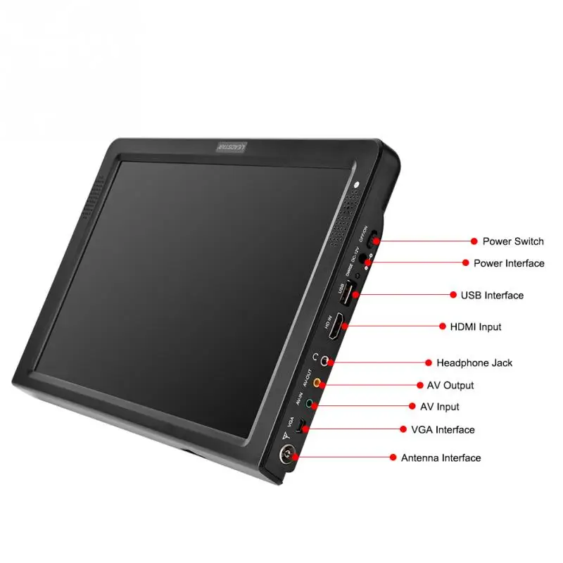 LEADSTAR 12 дюймов Портативный дома автомобиля ТВ Цвет TFT-LED DVB-T/T2 цифровой аналоговый телевизионный Поддержка 1080P видео Встроенный динамик