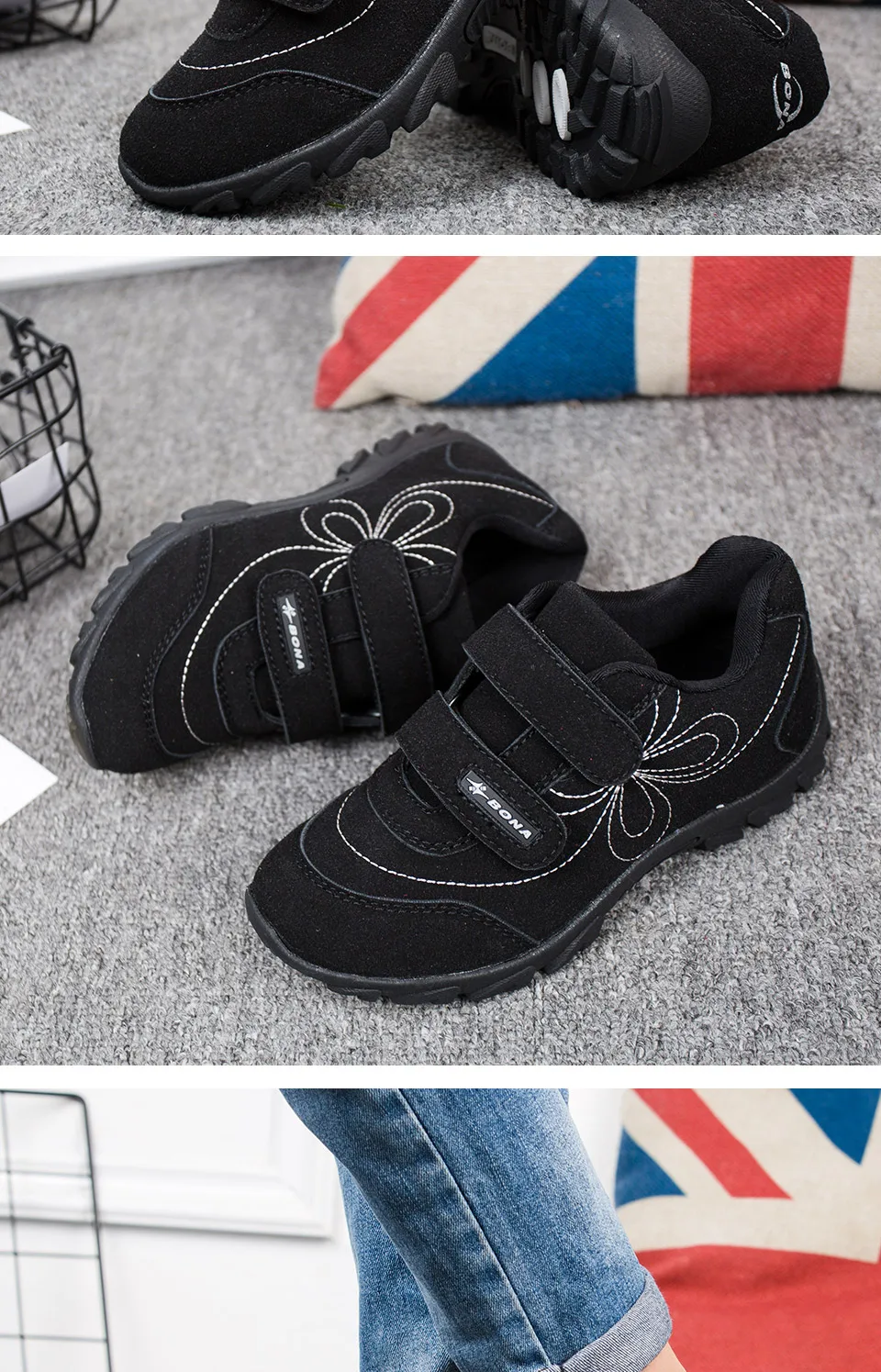 Bona New Arrival Hot Estilo Casual Meninas Calçados Hook & Loop Calçados Infantis Confortáveis Tênis Meninas Luz Suave Frete Grátis 24 Bona nova chegada estilo quente meninas sapatos