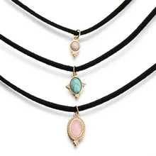 Retro Leather Turquoise font b Choker b font Necklace Pendants Women 2016 Fashion Luxury Three Layers
