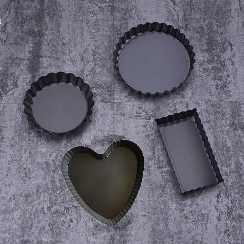 

Pie Pan With Removable Bottom Tart & Quiche Pan 3/4Inch Non-stick Round/Heart Shape/Rectangle Egg Tart Mold Plate Baking tools