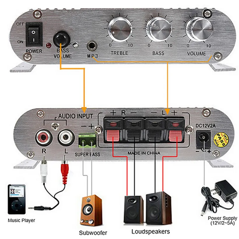 New 200W font b Car b font Amplifier LP 838 12V Smart Mini Hi Fi Stereo