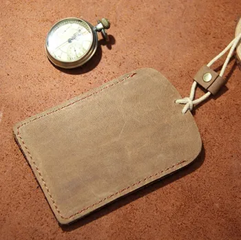 

ALAVCHNV art retro handmade first layer of leather bus subway card sets of student food card sets of card holster 001