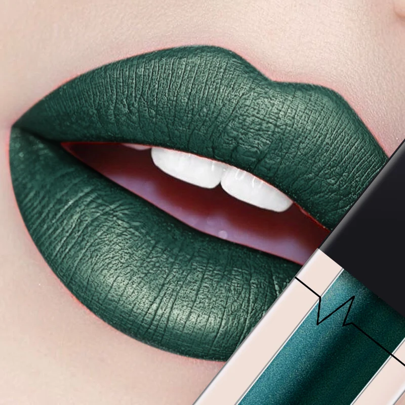 

Pudaier metallic lip gloss lasting does not stick cup mouth red pearl lipstick new green nude color lips Nourish and moisturize