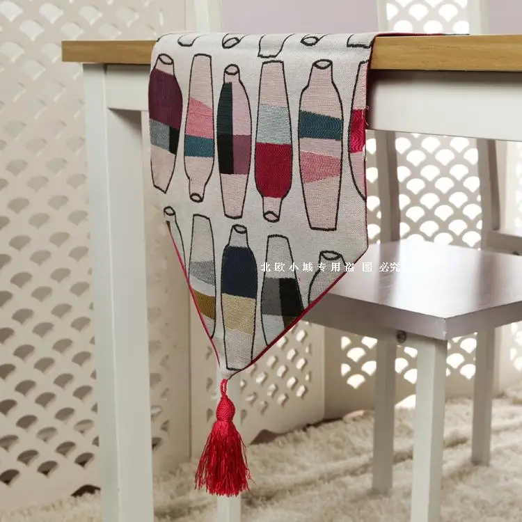 Высококачественные геометрические хлопковые цветные жаккардовые полосы стол бегунок салфетки высококлассные ткани флаг-кофейный столик кровать бегун