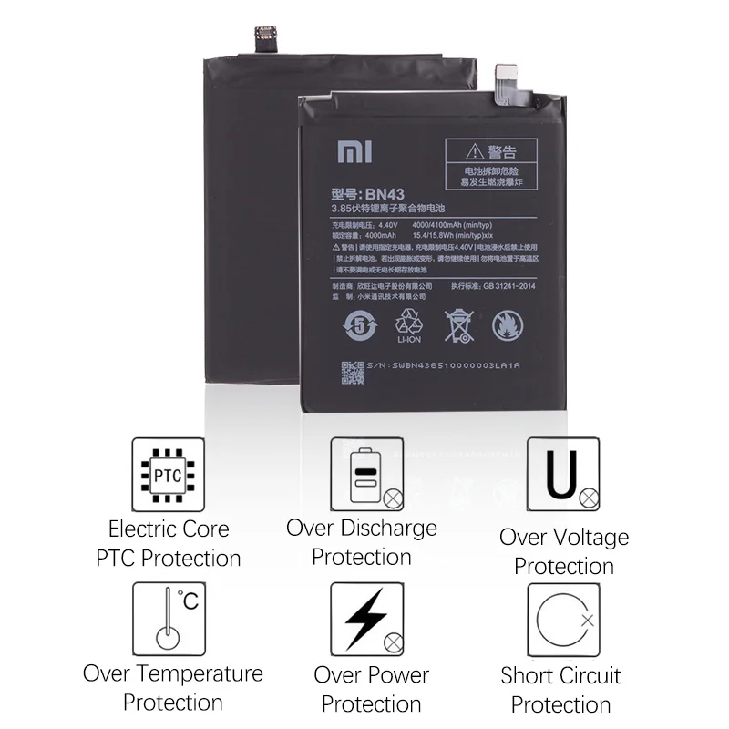 Original 4000mAh Battery for XIAOMI Redmi Note 4X Battery BN43 Snapdragon 625 Global Version Redmi Note 4X Battery
