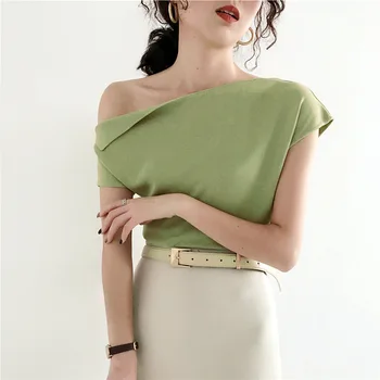 

short sleeves INS fashionable turtleneck sweater women Korean style pull fem me 2019 summer knitwear over plus size Slim Top