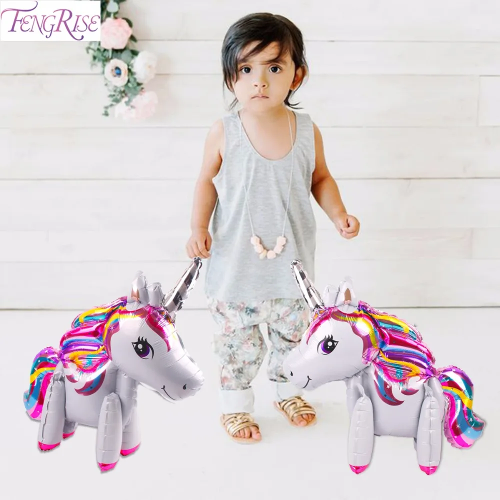

FENGRISE 1pcs Cartoon Rainbow Unicorn Balloon Pink Unicorn Party Decorations Helium Balloons Kids Favors Birthday Party Supplies