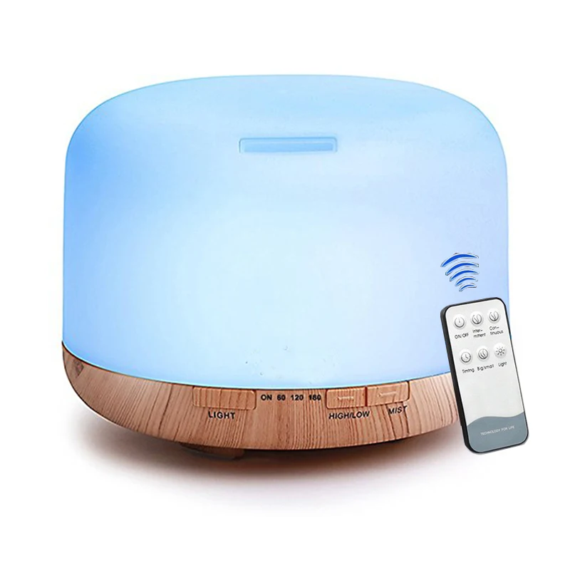 

500ML Aromatherapy Essential Oil Aroma Diffuser Aromatherapy Diffuser With Remote Control 7 Color LED Lights For Home Office
