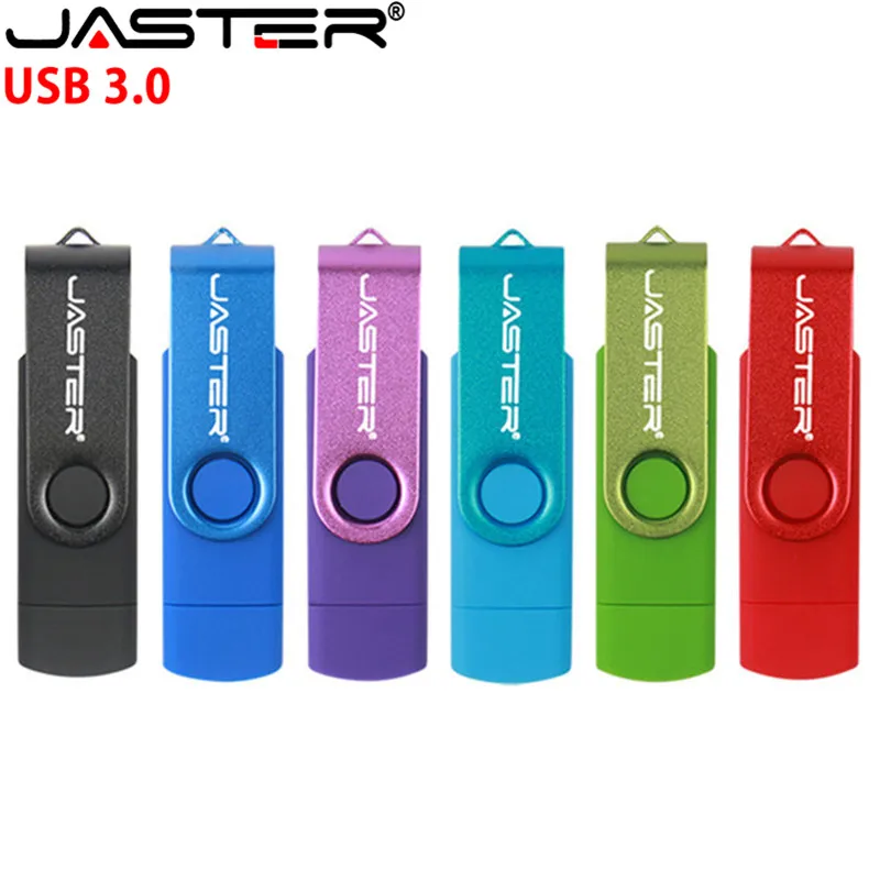 

JASTER USB 3.0 Customer LOGO OTG USB Flash Drive 4GB 8GB 16GB 32GB 64GB 128GB pendrive for Android Smart Phone Metal OTG