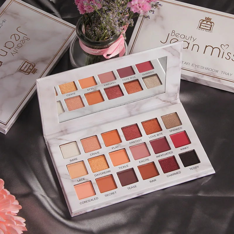 18 Color Eye Shadow Palette Marble Make Up Earth Matte Shimmer Beauty Cosmetic For Beginner Girl Eyeshadow Plate |
