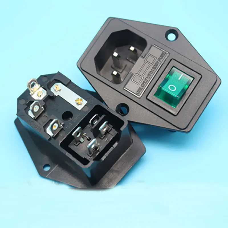 Green Light Switch/Fuse/Fixed Ear 3 in 1 AC 01A 4 Feet Electric Outlet