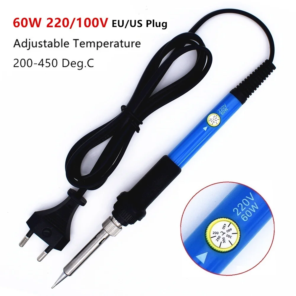 

60W 220V/110V Electric Soldering Iron Adjustable Temperature Welding Gun Tools EU/US Plug 200-450 Deg.C for Electronics Work