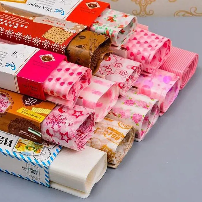 

50 Pcs/pack Cute Wax Paper Christmas Gift Wrapping Paper Food Oilpaper Waterproof Greaseproof Baking Paper Handmade Soap Package