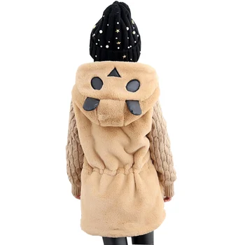 

Winter Girls Coats Faux Fur Hooded Outerwe Kids Clothes Children Clothing Girl Warm Thicken Outerwear Coat 4-12Y Teenager