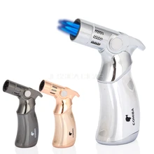 COHIBA высококлассная металлическая зажигалка для сигар ветрозащитная 4 пламенная зажигалка для сигарет Бутановая газовая зажигалка с подарочной коробкой