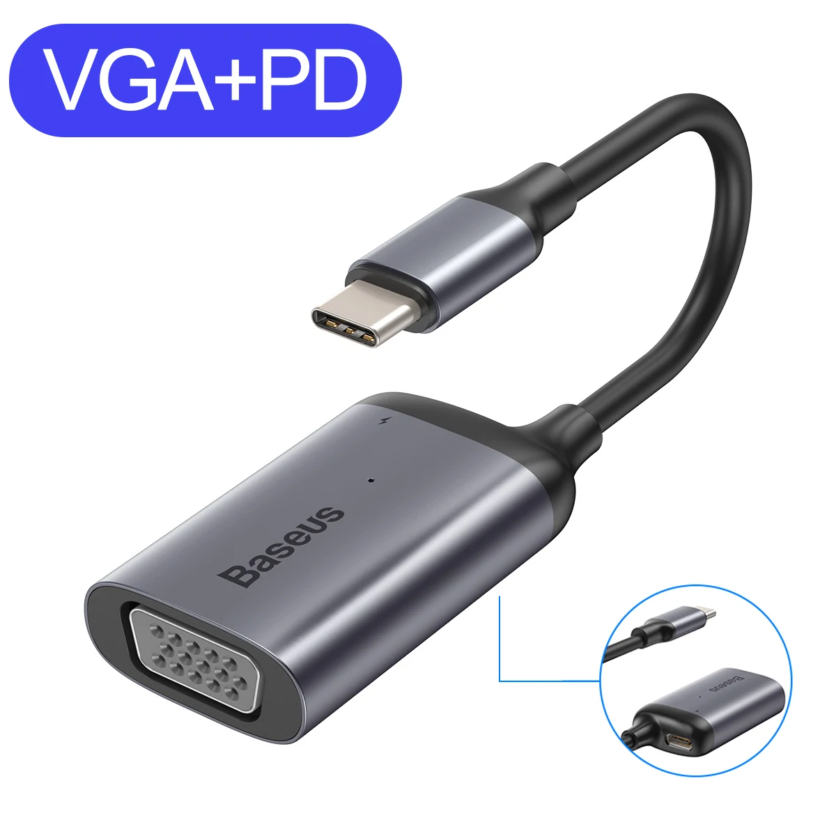 Baseus USB C концентратор для HDMI 4K VGA Mini DP адаптер type C концентратор для MacBook Pro Air USB-C концентратор разветвитель конвертер для huawei Matebook - Цвет: VGA With PD