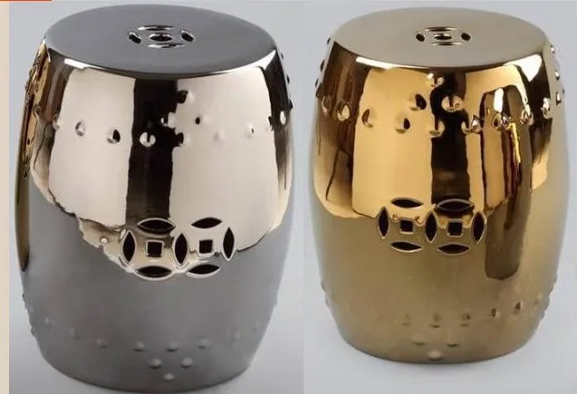 Gold Silver Ceramic Garden Stool In Stools Ottomans From